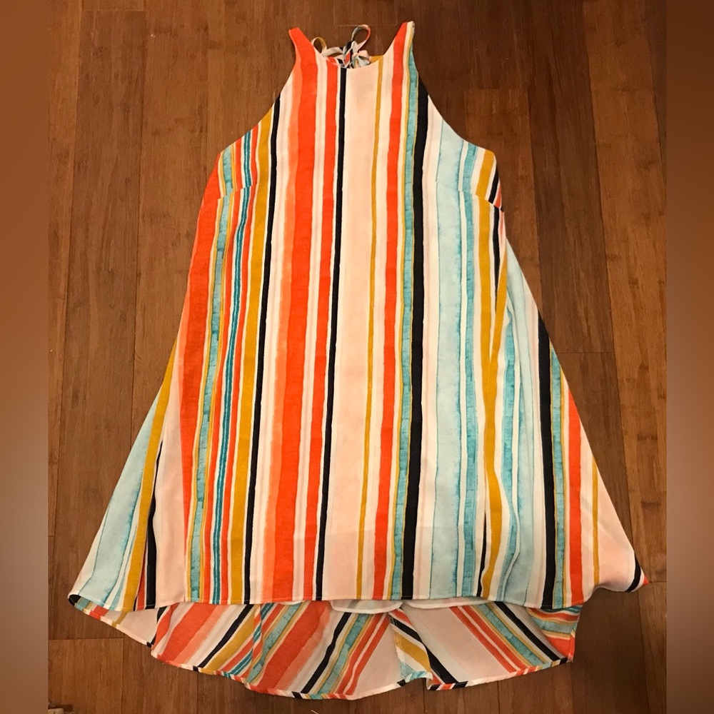 Mossimo Dress Striped Tank Hi Low XS Swing Beach Vacation